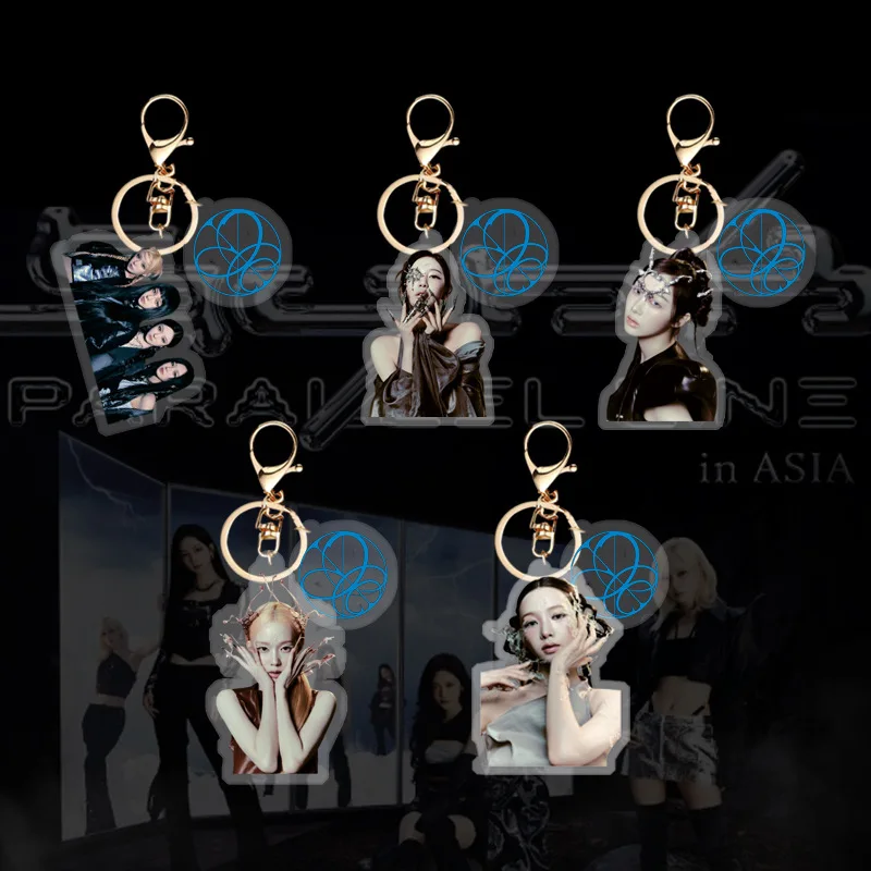 KPOP Winter NINGNING KARINA SYNK PARALLEL LINE Acrylic Keychian GISELLE Peripheral Double-sided Bag Keyring Simple Pendant