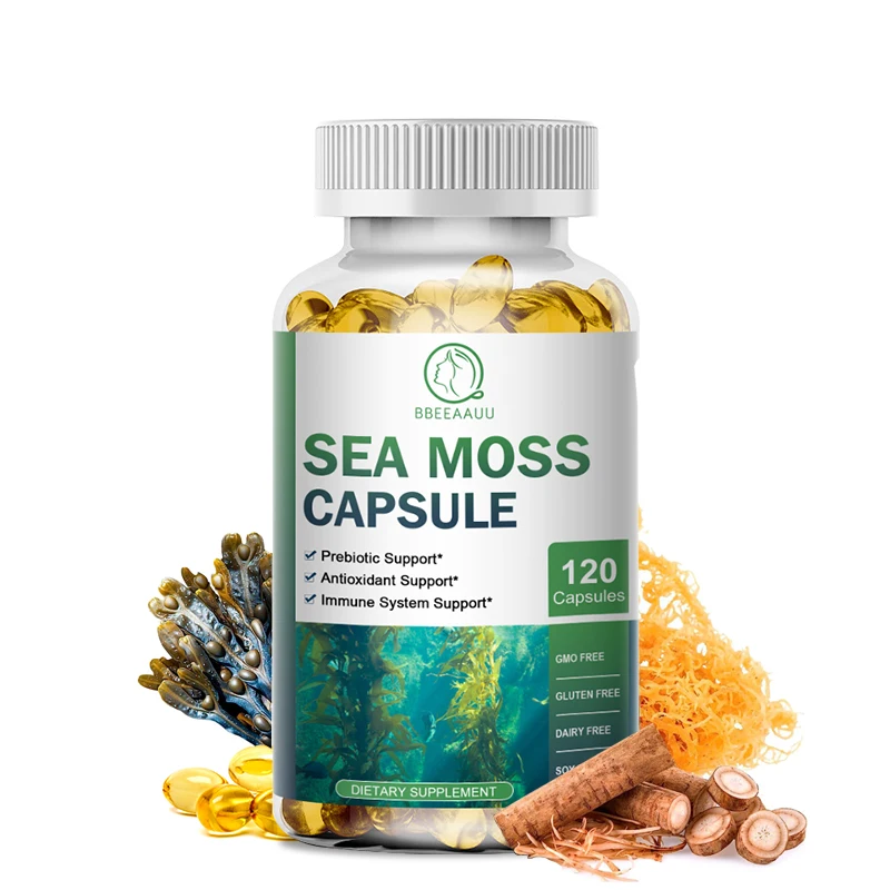 BBEEAAUU Sea Moss Capsule Boost Immune System Supports Healthy Thyroid Function,Muscle and Joint Health Detoxifies Skin Care