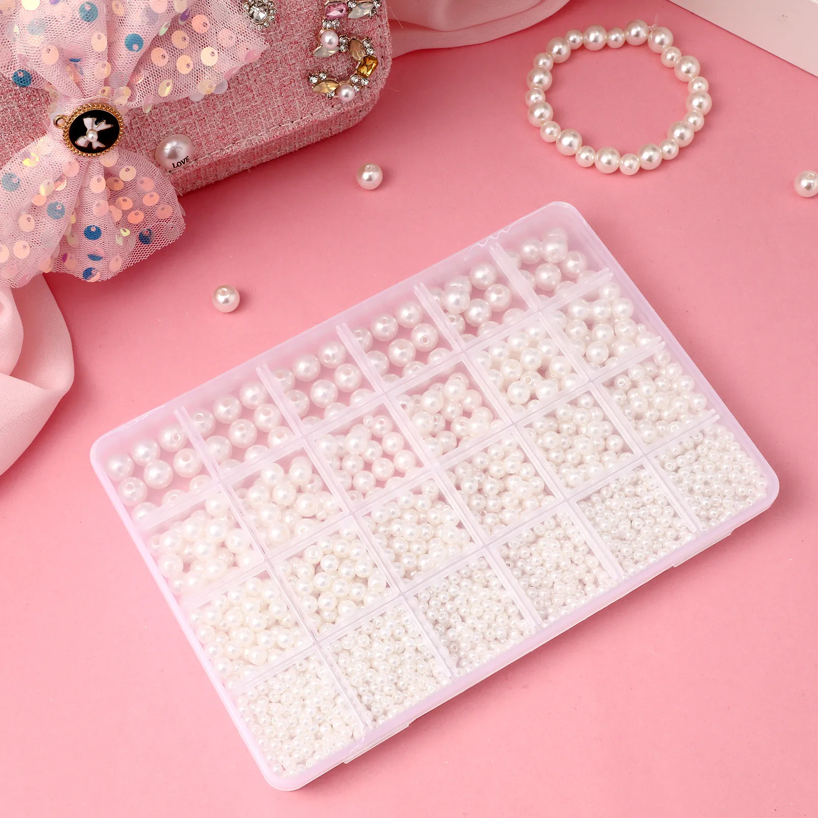 

1Set White Faux Pearl Beads Assorted Sizes for DIY Jewelry Making Bracelets Necklaces Earrings Charms Craft Spacers Drilled Bulk