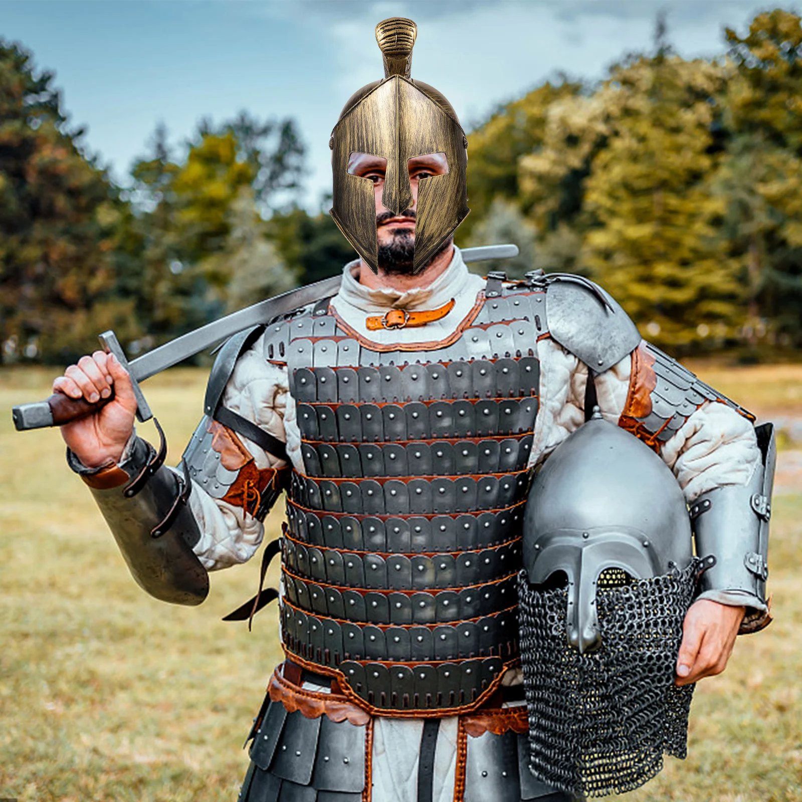 الرومانية القديمة آريس البلاستيك الدعائم القرون الوسطى المحارب قبعة ماكياج حفلة زي أغطية الرأس الجندي الروماني القبعات تأثيري