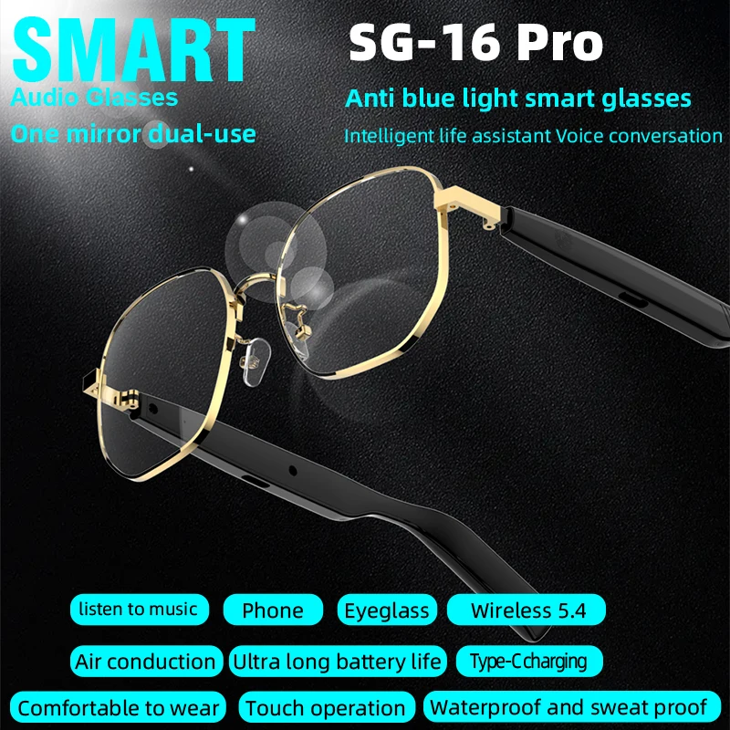 Kacamata Pintar Fashion Baru Headphone Kacamata Hitam 5.4 Bluetooth Nirkabel Nikmati Musik Panggilan Bebas Genggam Kacamata Olahraga Luar Ruangan