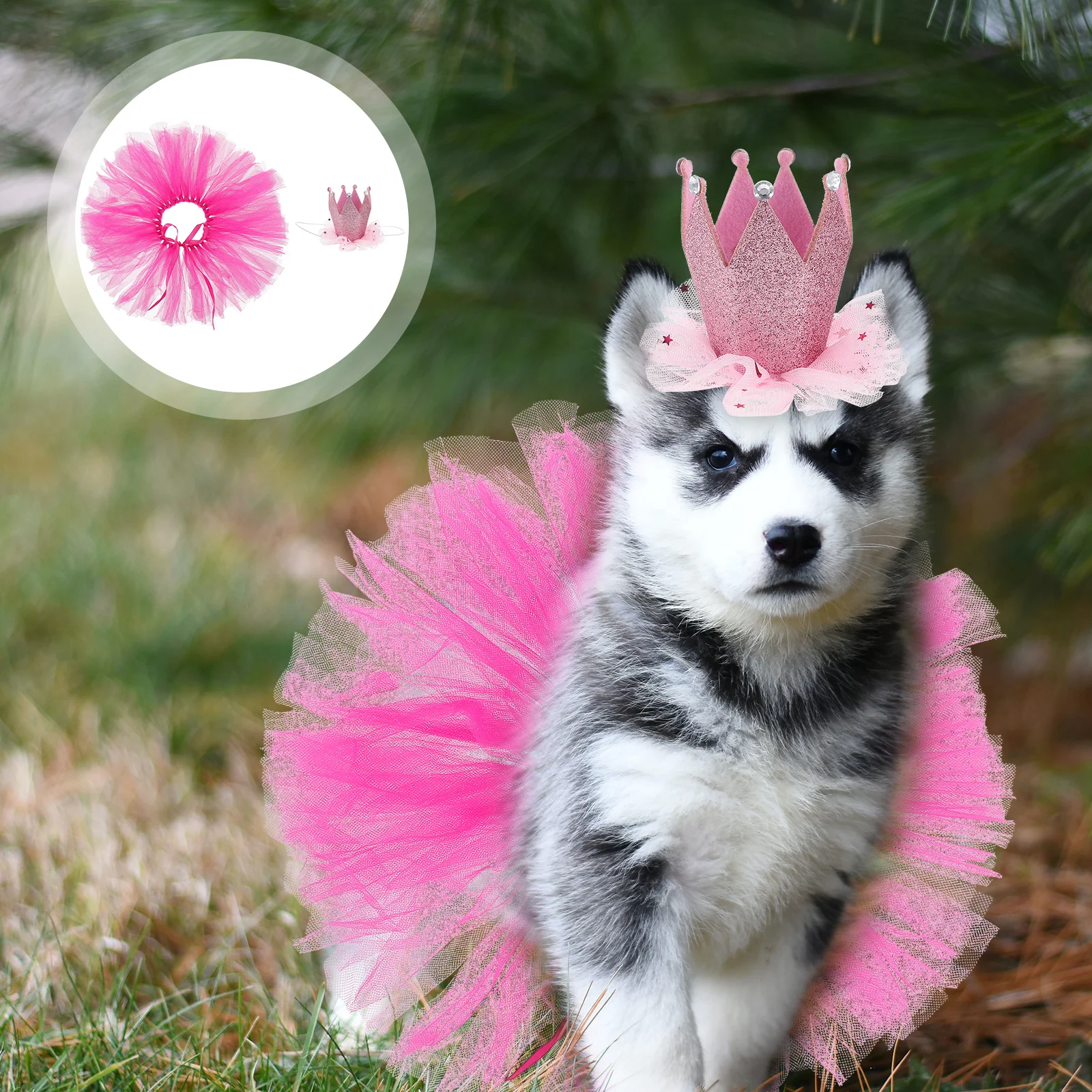 

1Set Pet Tutu Skirt Crown Set Soft Gauze Fabric Dog Clothes Party Dress Festival Apparel Supplies Puppy Costume