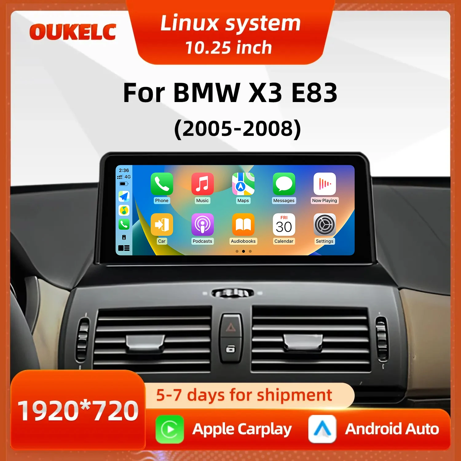 10.25'' Linux For Bmw X3 E83 CCC Upgrade Navigation Wireless Carplay Car Play Android Auto Multimedia Video Player Touch Screen