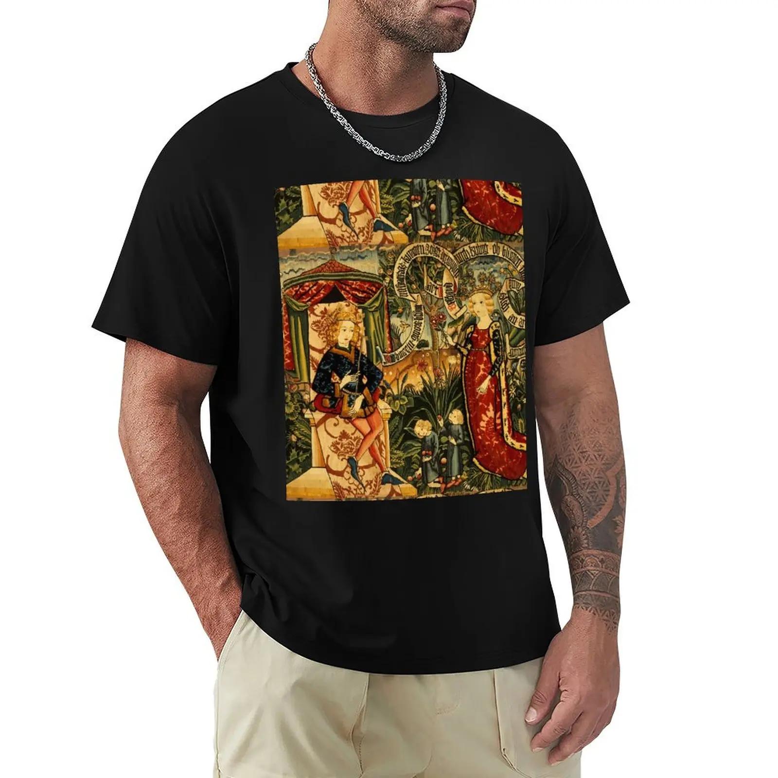 Two Riddles of the Queen of Sheba, Medieval Tapestry T-Shirt Anti-Pilling Casual T-Shirt