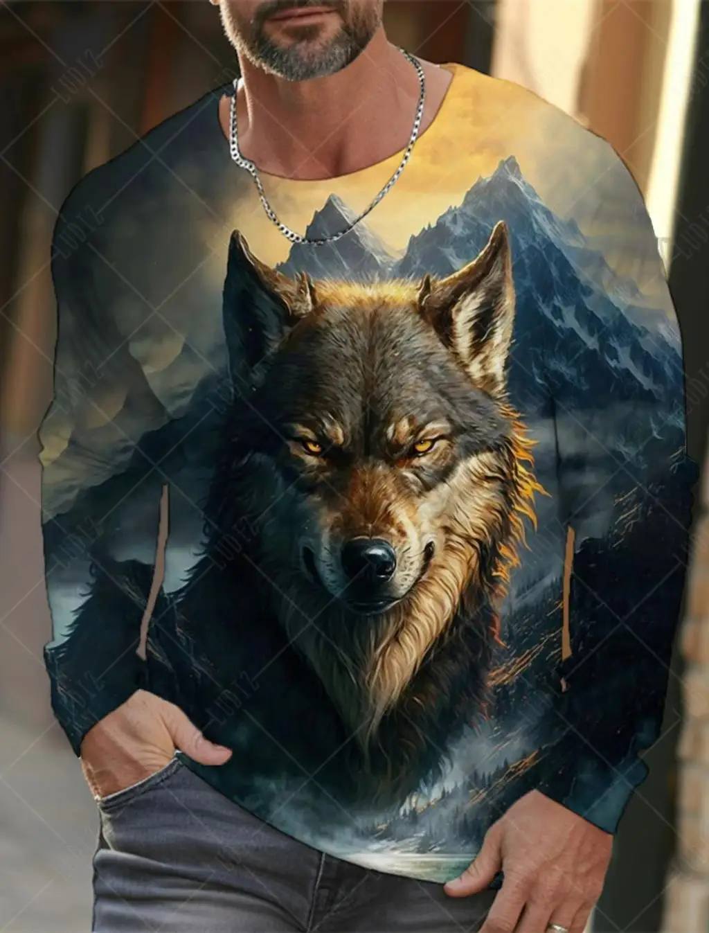 Popular Animal Wolf Series T-shirt 3D Printed Men  Streetwear Top Clothing Casual Long Sleeve O-Neck  Tees