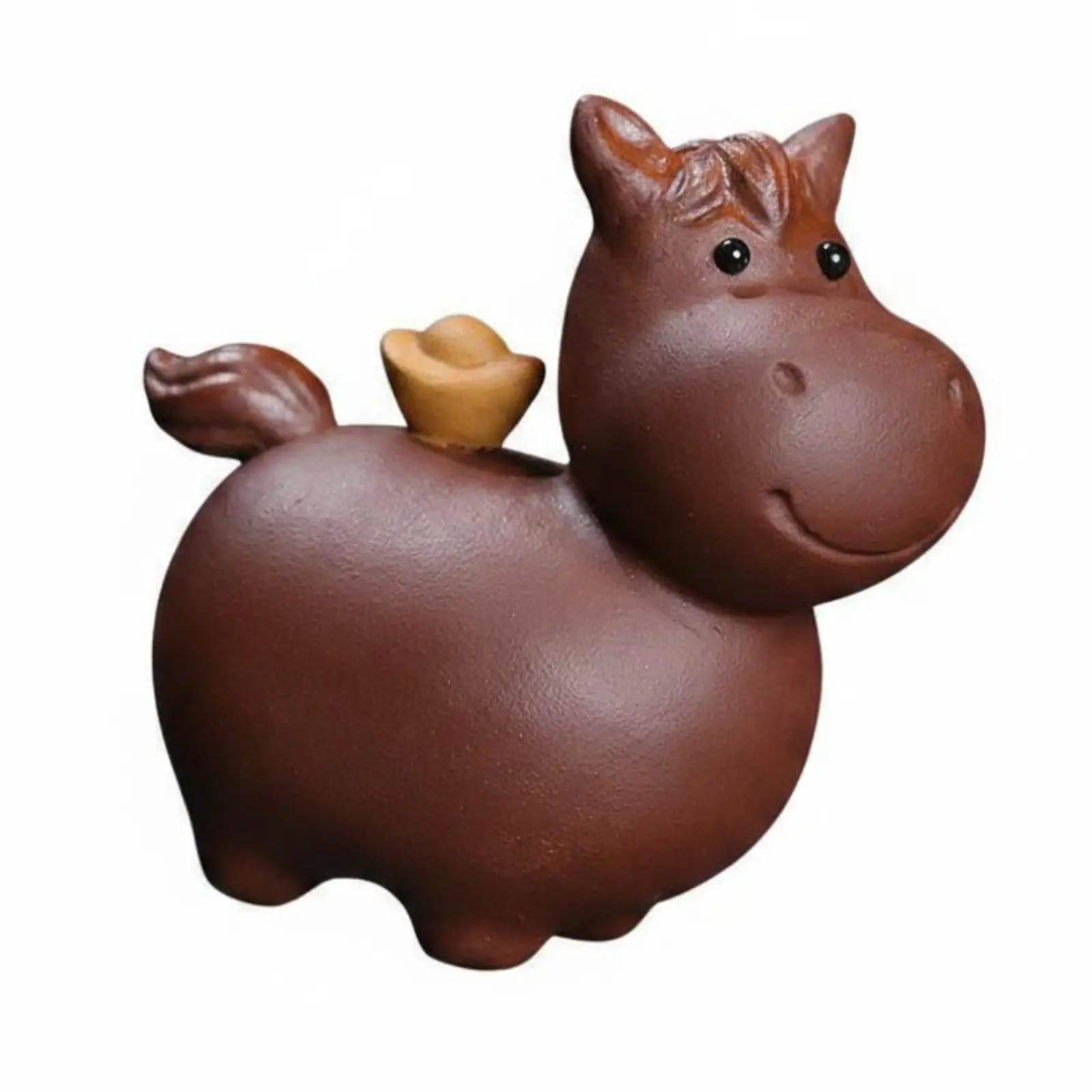 Lucky Horse Figurine Tea Pet Purple Clay Cute Pony Sculpture Handmade Home Decor Movable Statue for Desk Table Display