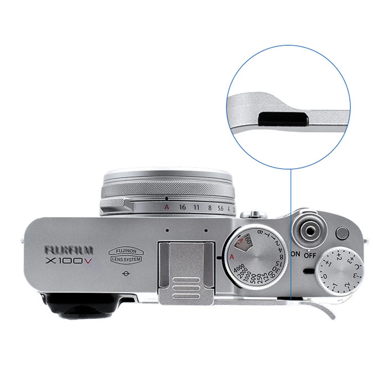 المعادن الإبهام حتى قبضة اليد غطاء الحذاء الساخن ل Fujifilm X100VI X-E4 X100V X100F X-E3 الفضة عالية الجودة ملحقات الكاميرا #2