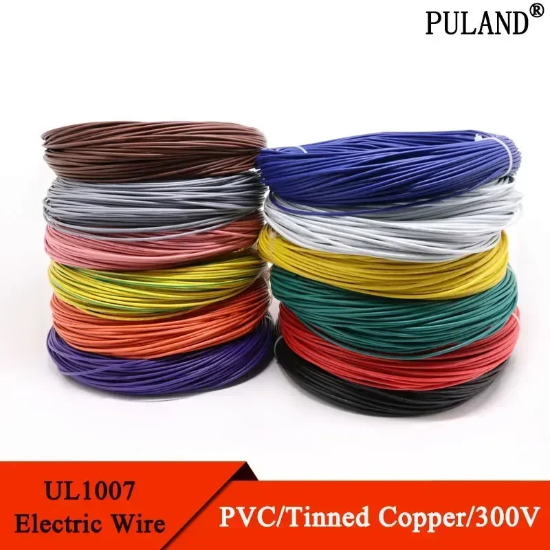 

2/10M 30 28 26 24 22 20 18 16 AWG UL1007 Electric Wire PVC Insulated Tinned Copper Cable LED Lamp Lighting Line 300V Multi