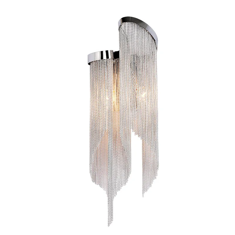 

Postmodern tassel lamp designer light luxury living room bedroom bedside lamp background wall exhibition hall LED chain wall