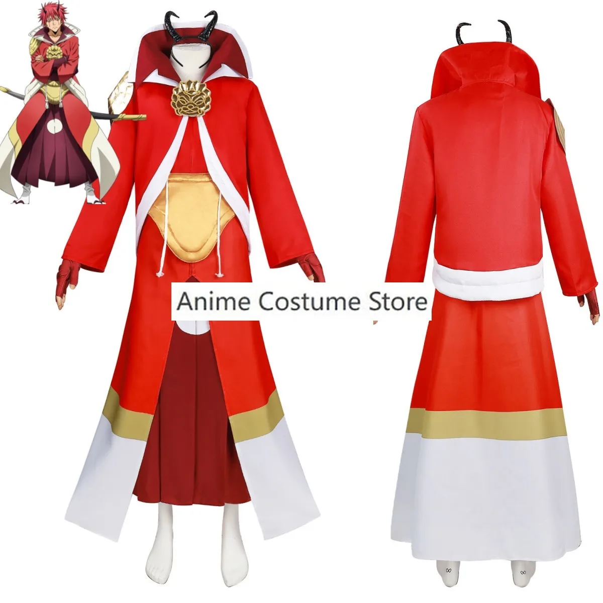 Anime That Time I Got Reincarnated As A Slime Benimaru Cosplay Costume Wig Red Robe Coat Cloak Adult Man Halloween Party Suit