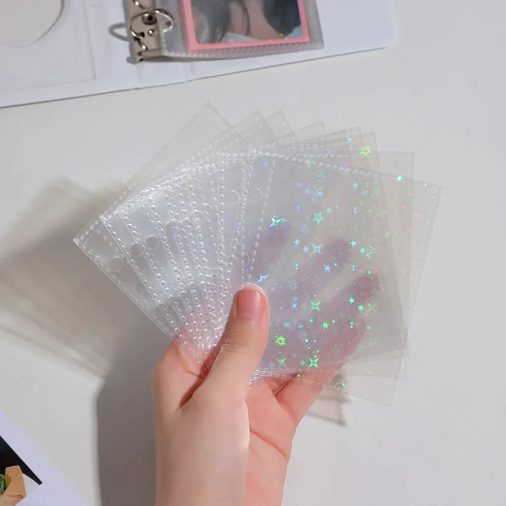 10pcs A8 Binder Sleeves Photo Album Binder Refill Laser Inner Cards Photocard Bags Pockets Transparency Mini Instax Name Card