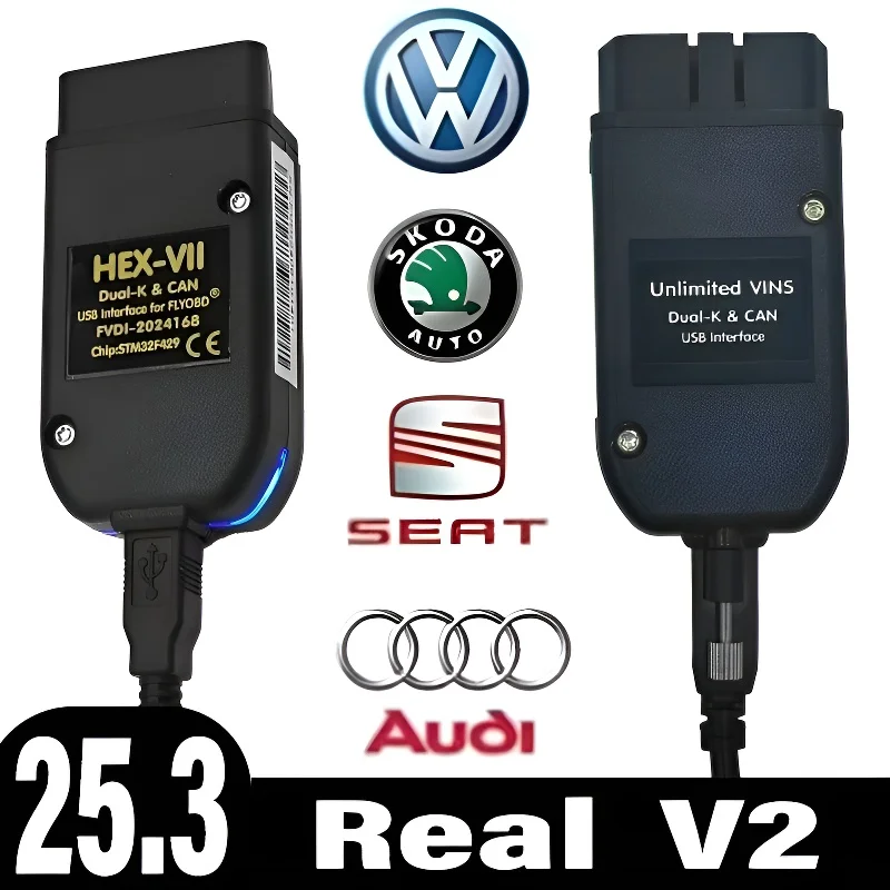 Free Updating  HEX Real V2 Auto Scan com Diagnostic Tools VAG Coding COM  STM32F429 V25.3  For VW AUDI Skoda Seat VCDS-Tool