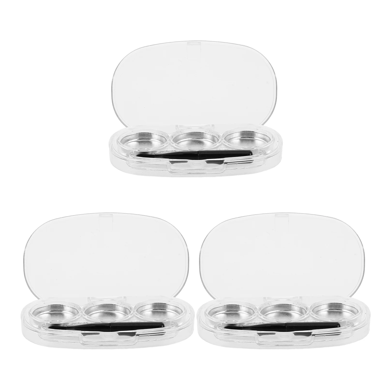 

3pcs Empty Eye Shadow Palette Box Clear 3 Slot Makeup Organizer For Lipstick Blush Concealer Travel Storage Case