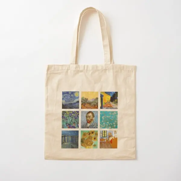 Van Gogh Art Work Collage Cotton  Canvas Bag Fashion Tote Ladies Casual Shopper Unisex Printed Travel Handbag Designer Fabric