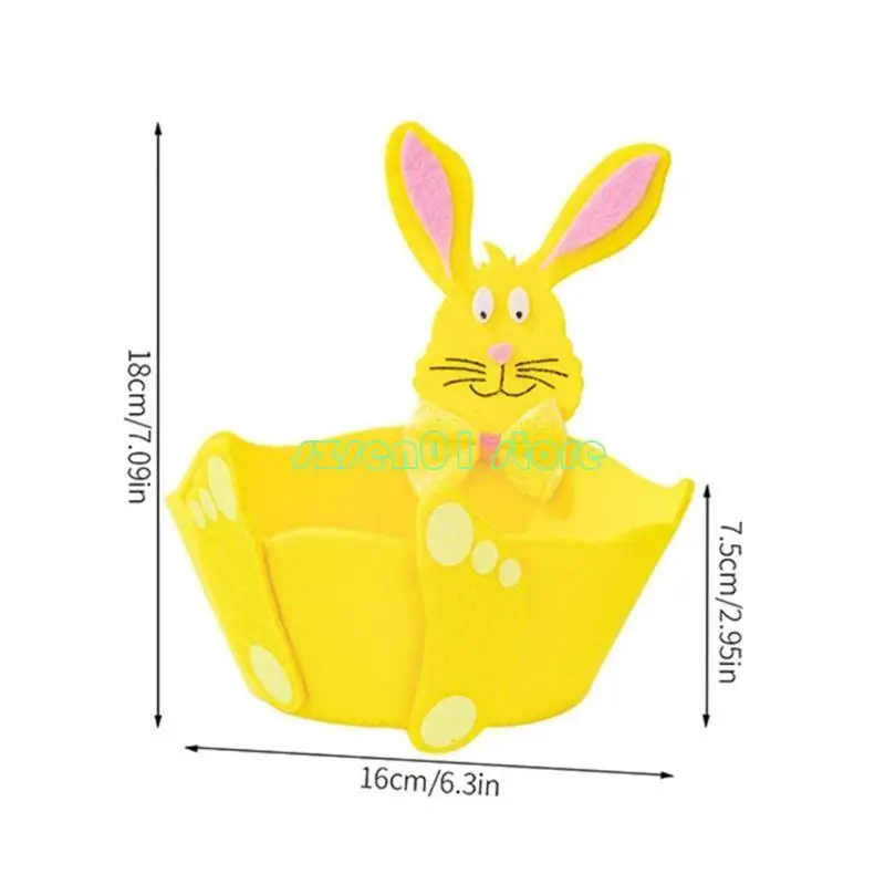 G32A Creative Easter Display Basket With Lovely Rabbit Print For Festival Parties