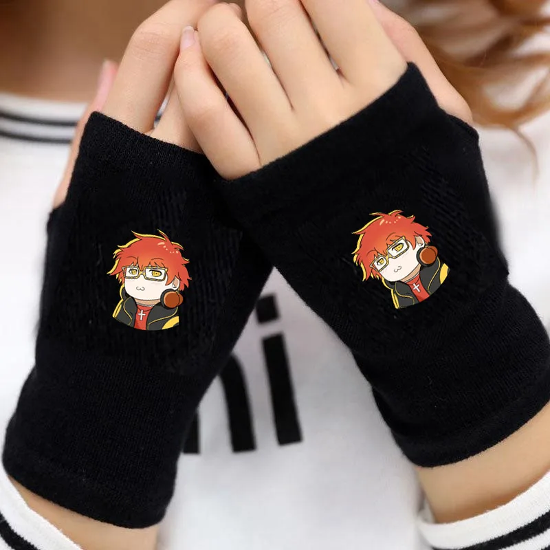 

Teenagers Short Fingerless Gloves Mitten Arm Warmer Men's Warm Cuff Gloves For anime Mystic Messenger Gloves