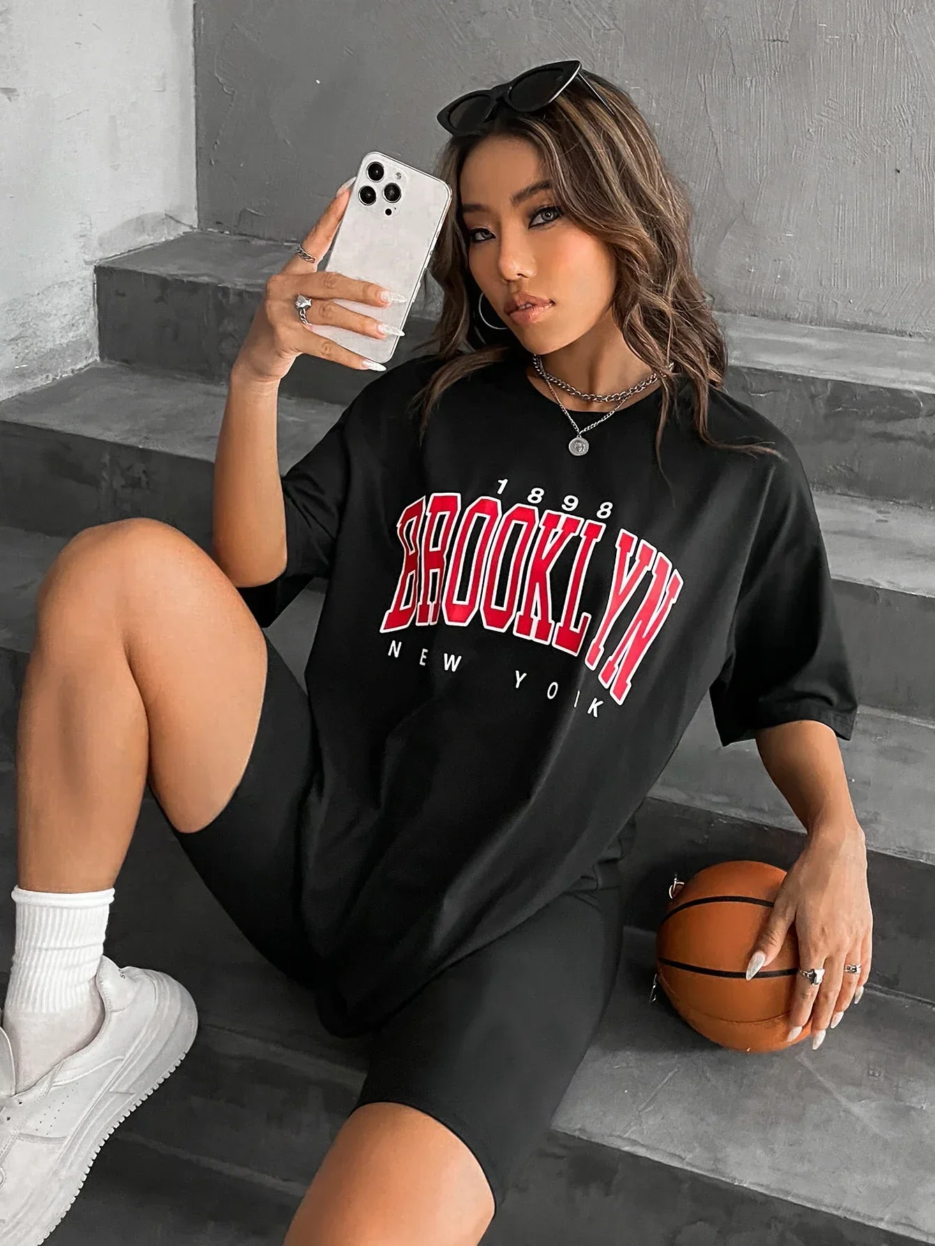 

Vintage Womens T-Shirts 1898 Brooklyn New York American Short Sleeve Casual Clothing Oversize Street Shirts for Women Tops