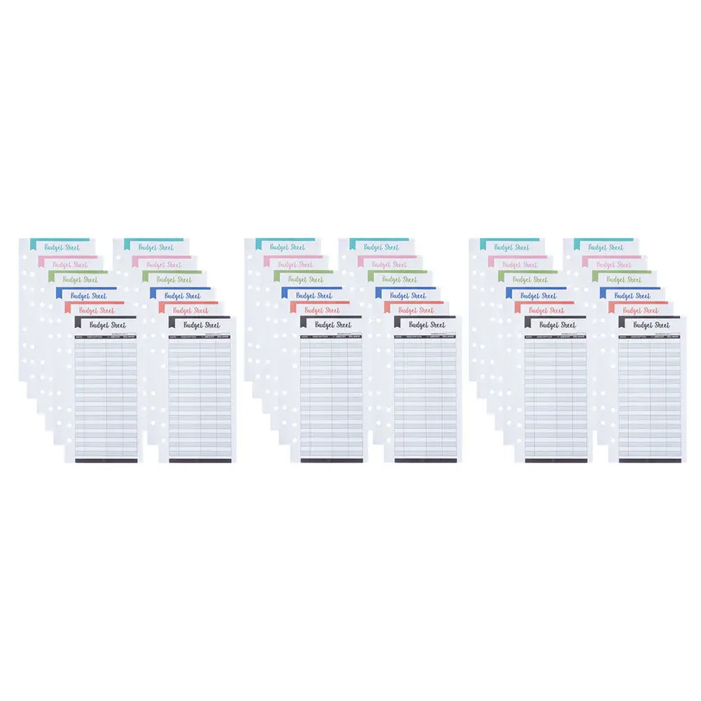 36Pcs Budget Cards Thick Paper Portable Cash Budget Sheets Expense Tracker Planner Inserts Daily Use