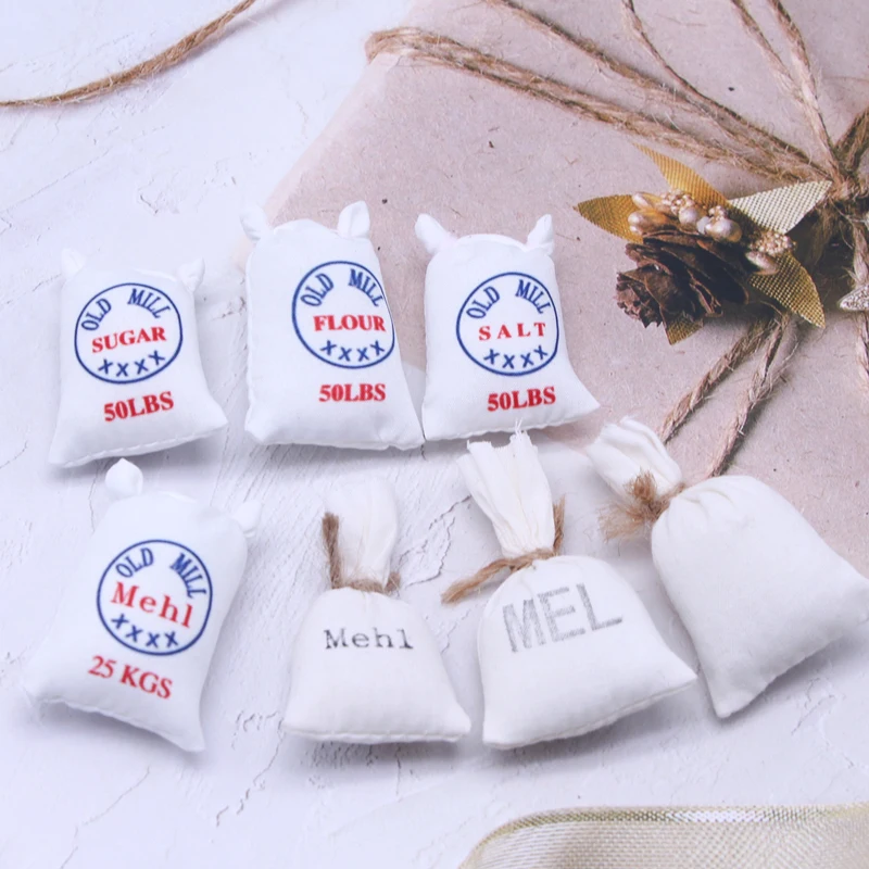 6pcs/12pcs Dollhouse Sugar Salt Flour Kitchen Supplies Scene Decoration