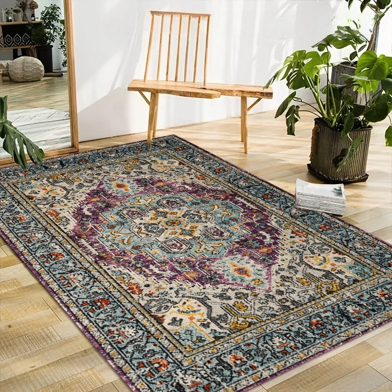 

Luxurious Red Vintage Print Carpet Elegant Non Slip Rug for Living Room Bedroom Classic Floor Mat Home Decor Easter Festivals