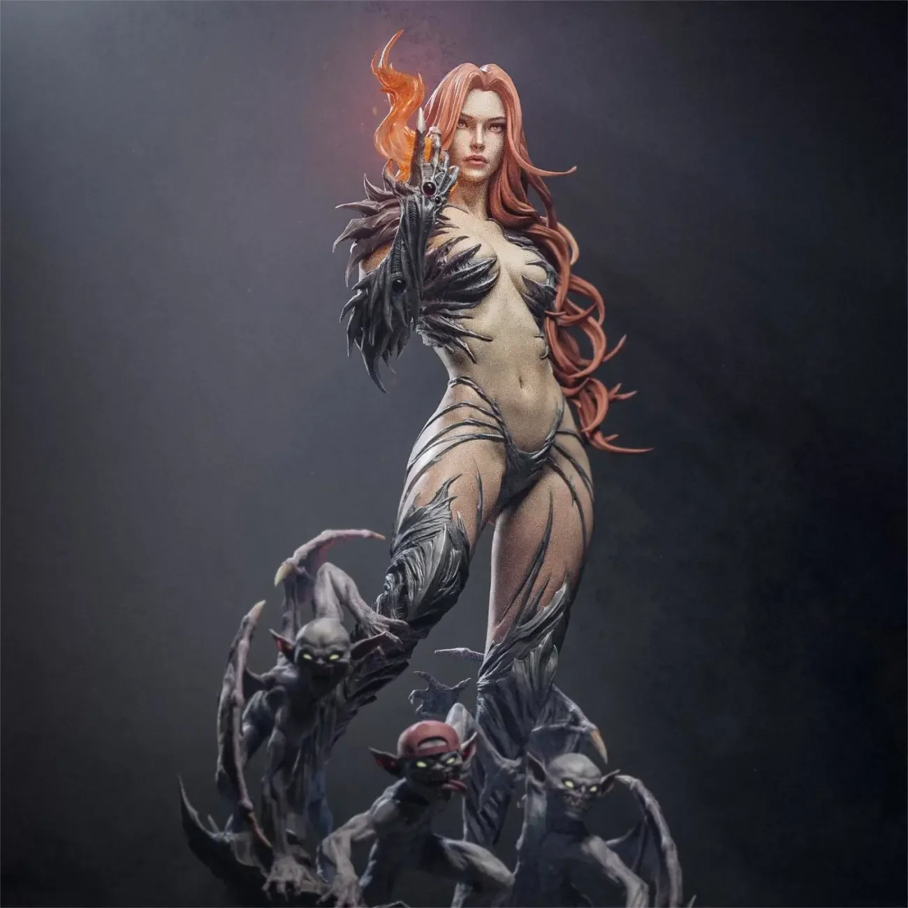Devil Girl Witch 3D Resin Printing White Mold Part Separation DIY Coloring Self-assembly Figurines 9/12/15/19/24cm Miniatures