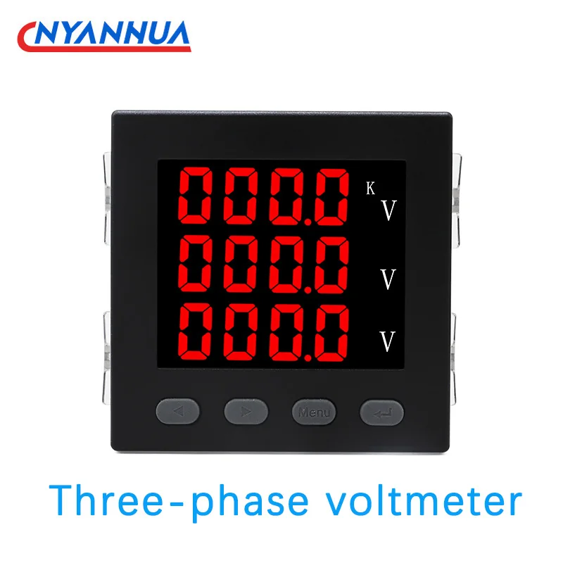 3P4L 3P3L AC220V Large Screen Display LED Digital Display Three-Phase Voltmeter Panel Square Meter Measurement Range 20-450V