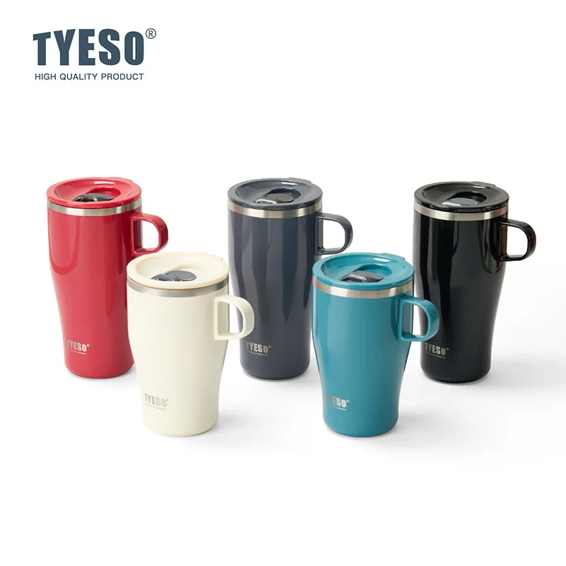 Tyeso Stainless Steel Insulated Coffee Tumbler with Handle Portable Thermal Travel Mug for Hot Cold Drinks Office Home Outdoor