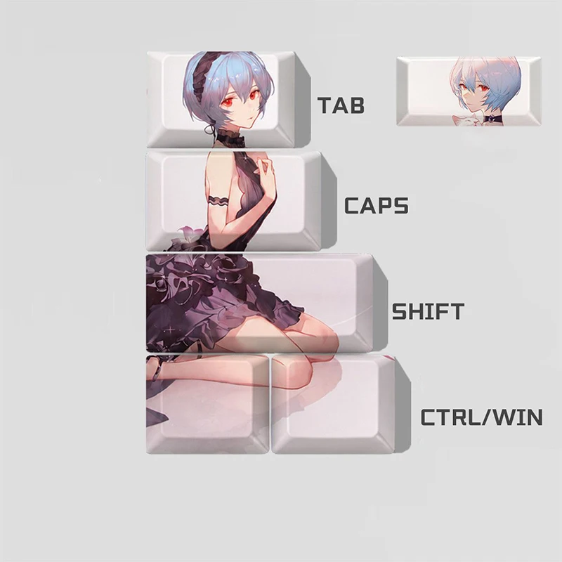 Teclas de Anime EVA Asuka Shikinami Langley, Juego de Teclas Personalizadas para Teclado Mecánico, Decoración de Teclado para Cosplay y Juegos, Regalos Perfectos para Fans