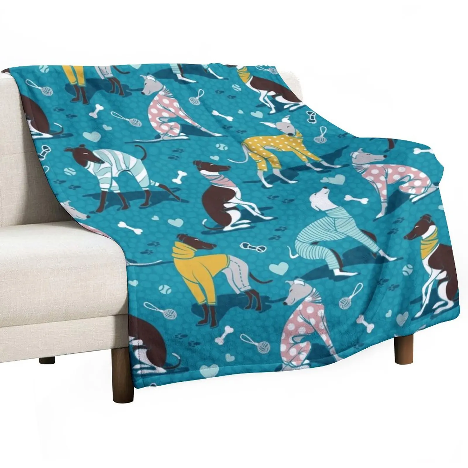 

Greyhounds dogwalk // turquoise background Throw Blanket Thin Blankets Thermal Blanket For Sofa Thin