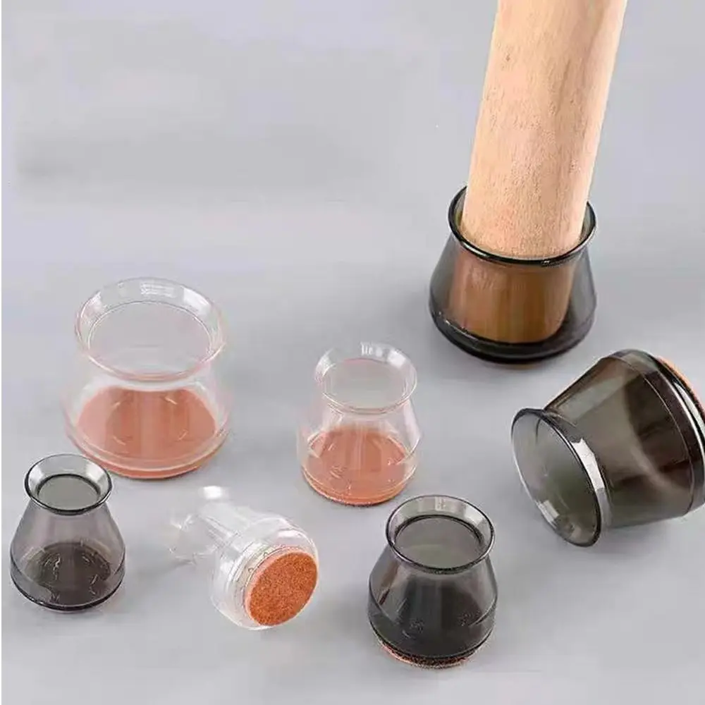 8 pcs Penutup Kaki Kursi Silikon Transparan Bulat, Bantalan Kaki Kursi Karet Anti Selip dengan Alas Kaki Kursi dari Kain Felt