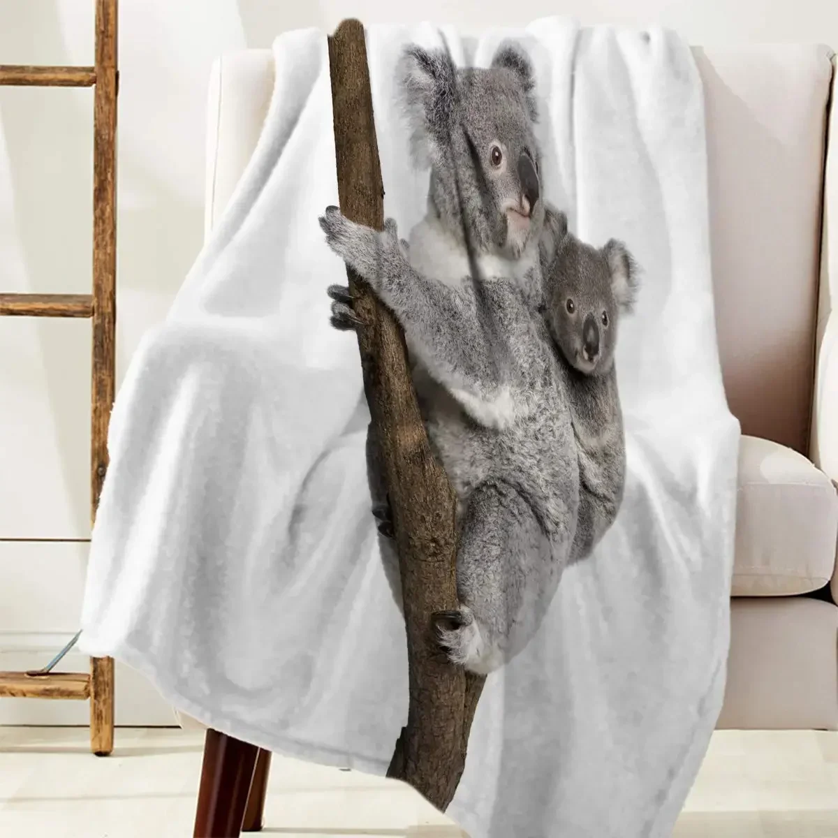 Koala Throw Blanket for Bed Sofa Couch Australian Animal Flannel Blankets,Super Soft Fuzzy Home Decor for Teen Aldults Best Gift