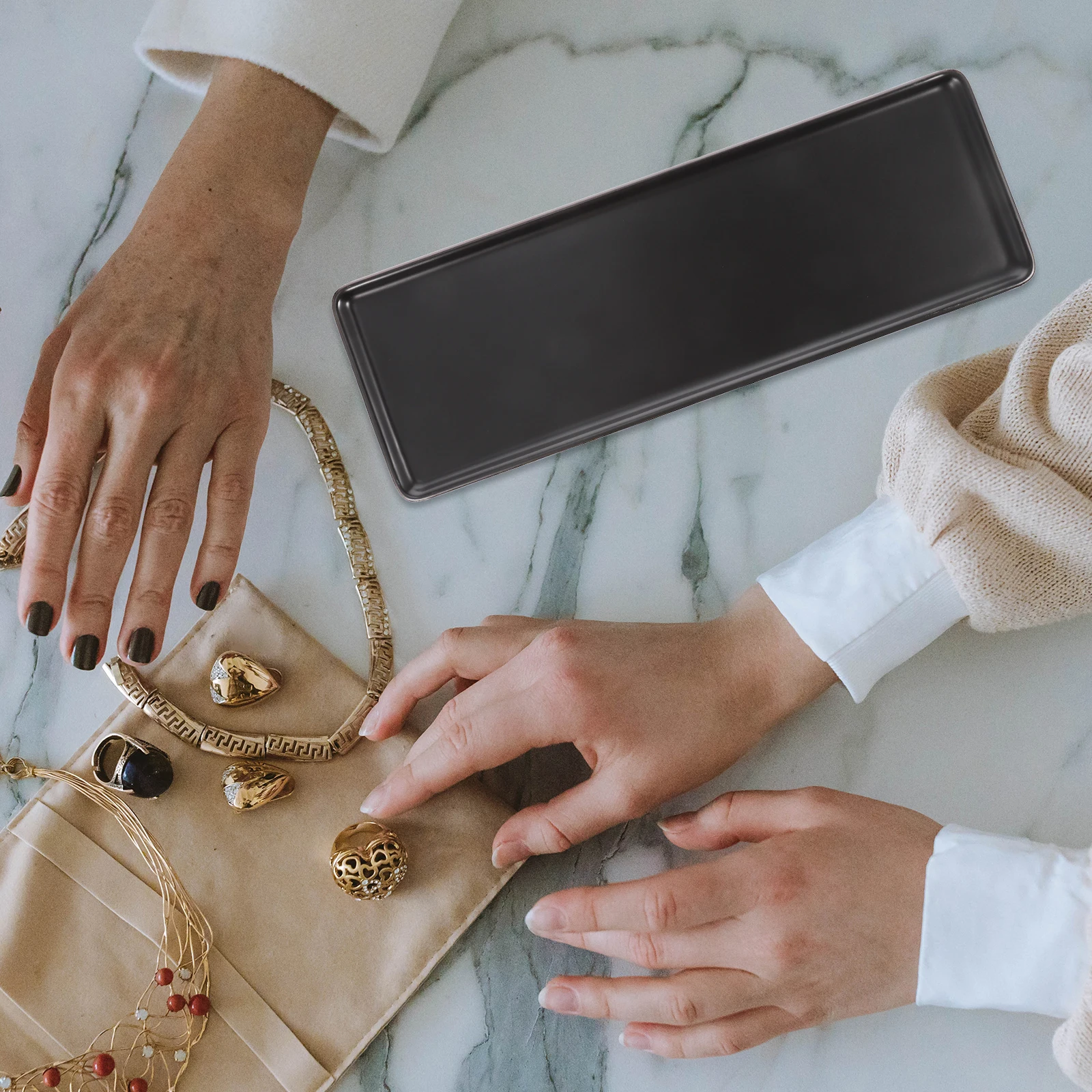 

Rectangle Ceramic Tray Jewelry Holder Desktop Organizer Cosmetics Storage Toiletries Organizer Bathroom Accessory