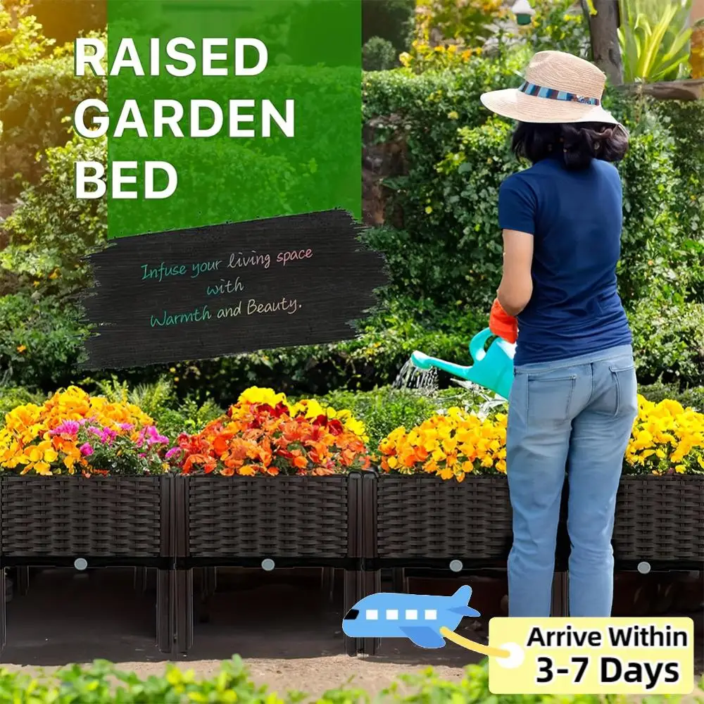 

Пластиковый приподнятый ящик-кашпо на ножках с дренажными отверстиями для выращивания растений, приподнятая грядка для использования в помещении и на улице