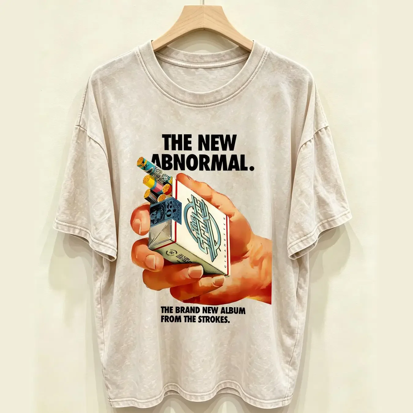 washed T Shirt The Strokes New Abnormal Band H long or short sleeves vintage Washed Stylish graphic Comfortable