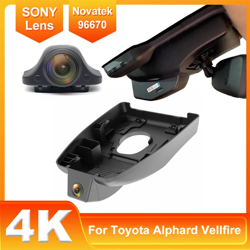Car DVR Dash Cam For Toyota Alphard 3th Gen facelifted and Vellfire 2rd Gen (AH30) 2018-2022, Plug and Play 4K DashCam WiFi APP