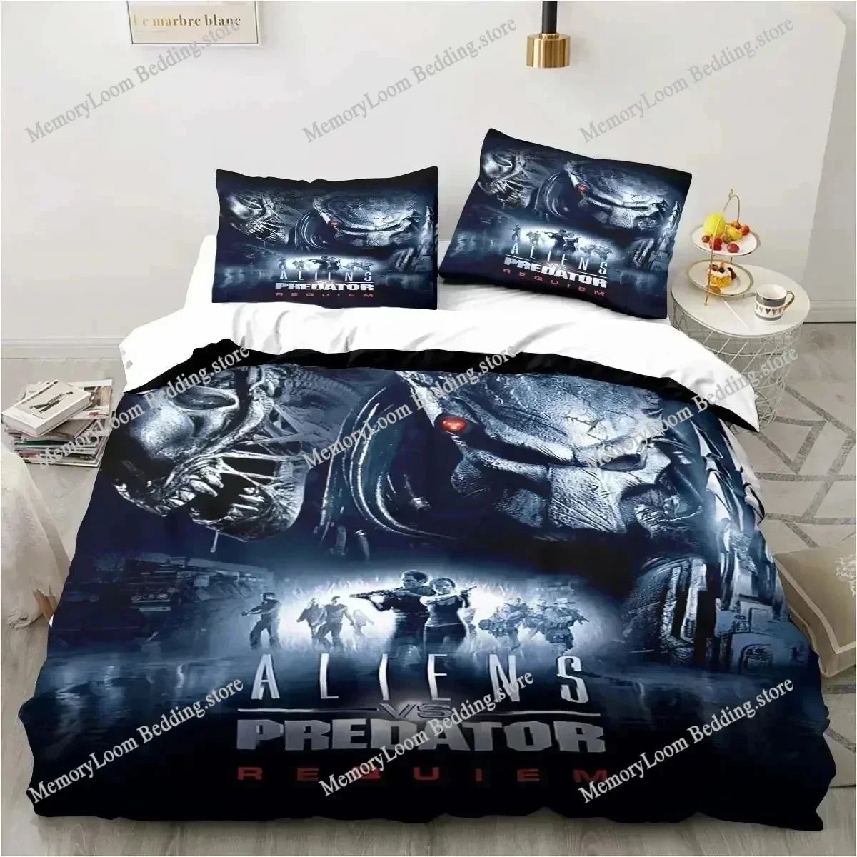 Alien Vs. Predator Predator Movie Bedding Set Single Double Queen King Size Duvet Cover Adult Boys Bedroom Bedspread Luxury Gift