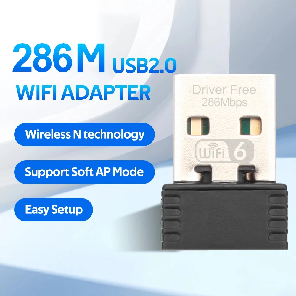 2.4GHz Mini USB Wifi Adapter Ethernet Wifi Receiver wireless adapter Free Driver 286Mbps Wireless Network Card for PC Laptop