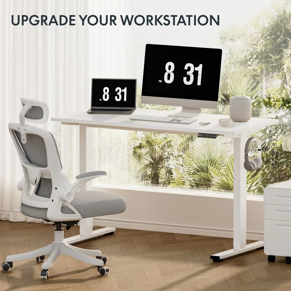 Electric Height-Adjustable Desk Frame with Memory Controller for Sit-Stand Workstations at Home or Office (White)