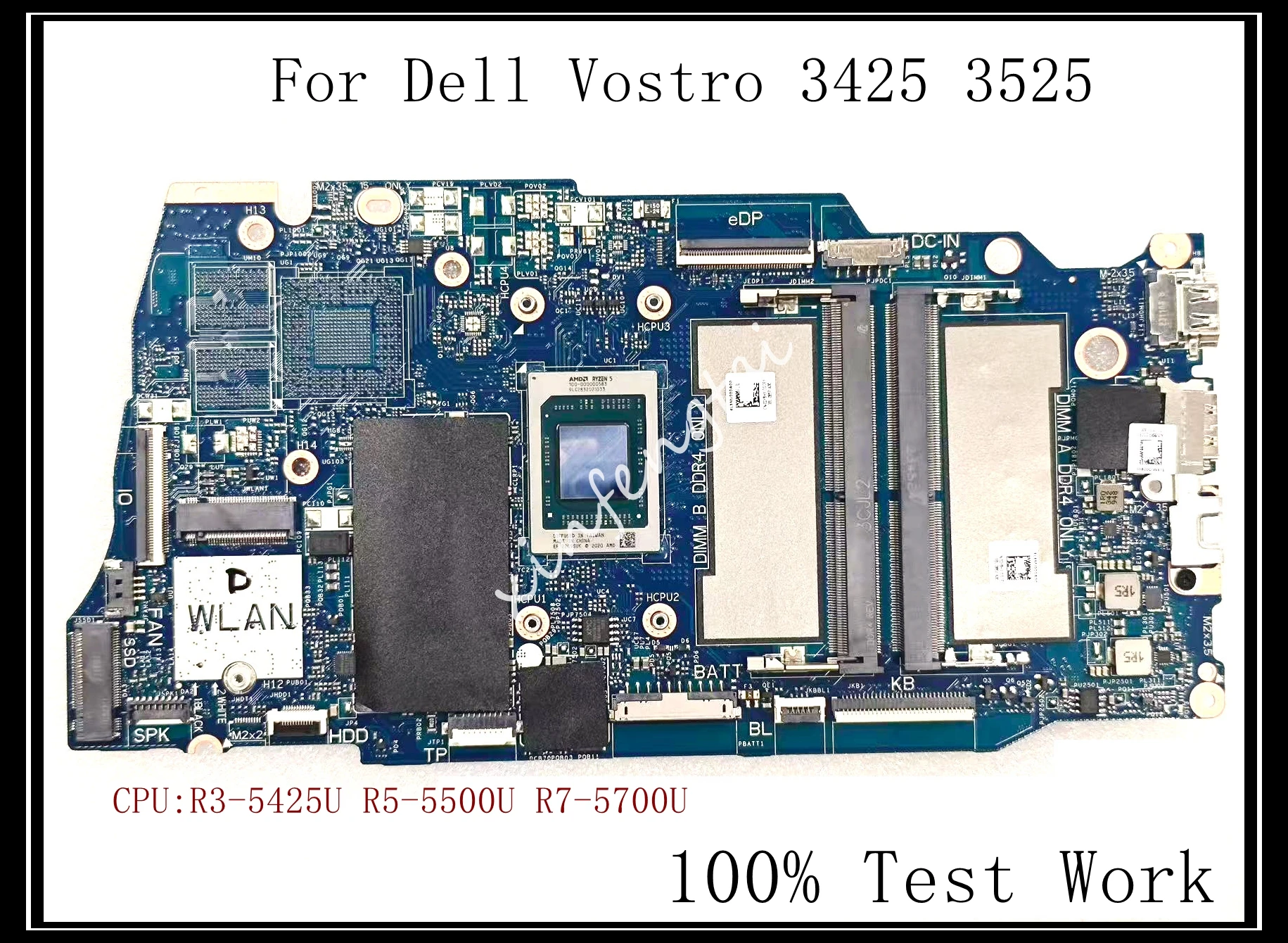 Płyta główna do laptopa Dell Vostro 3525 3425, model LA-L945P, z obsługą pamięci DDR4, kompatybilna z procesorami R3, R5, R7, zintegrowana karta graficzna UMA, w 100% sprawna i przetestowana.