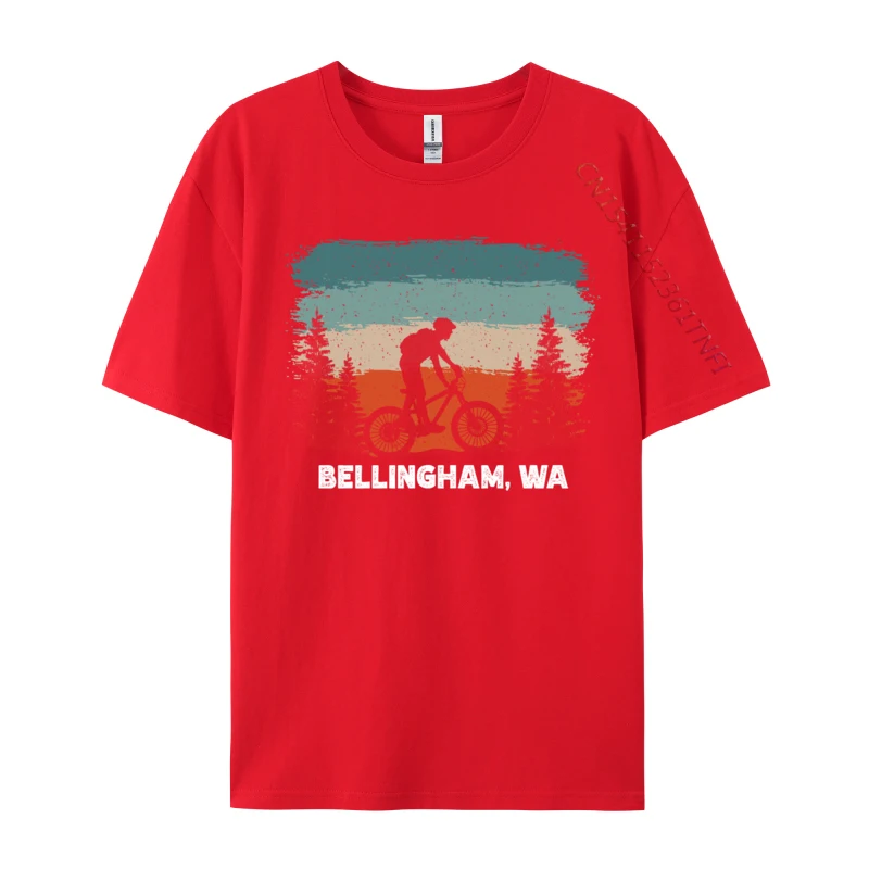 จักรยานเสือภูเขา Retro Sunset Vintage Bellingham Wa สไตล์เรียบง่ายผ้าฝ้ายรอบคอเสื้อออกแบบเสื้อ T เสื้อ Faddish T เสื้อ