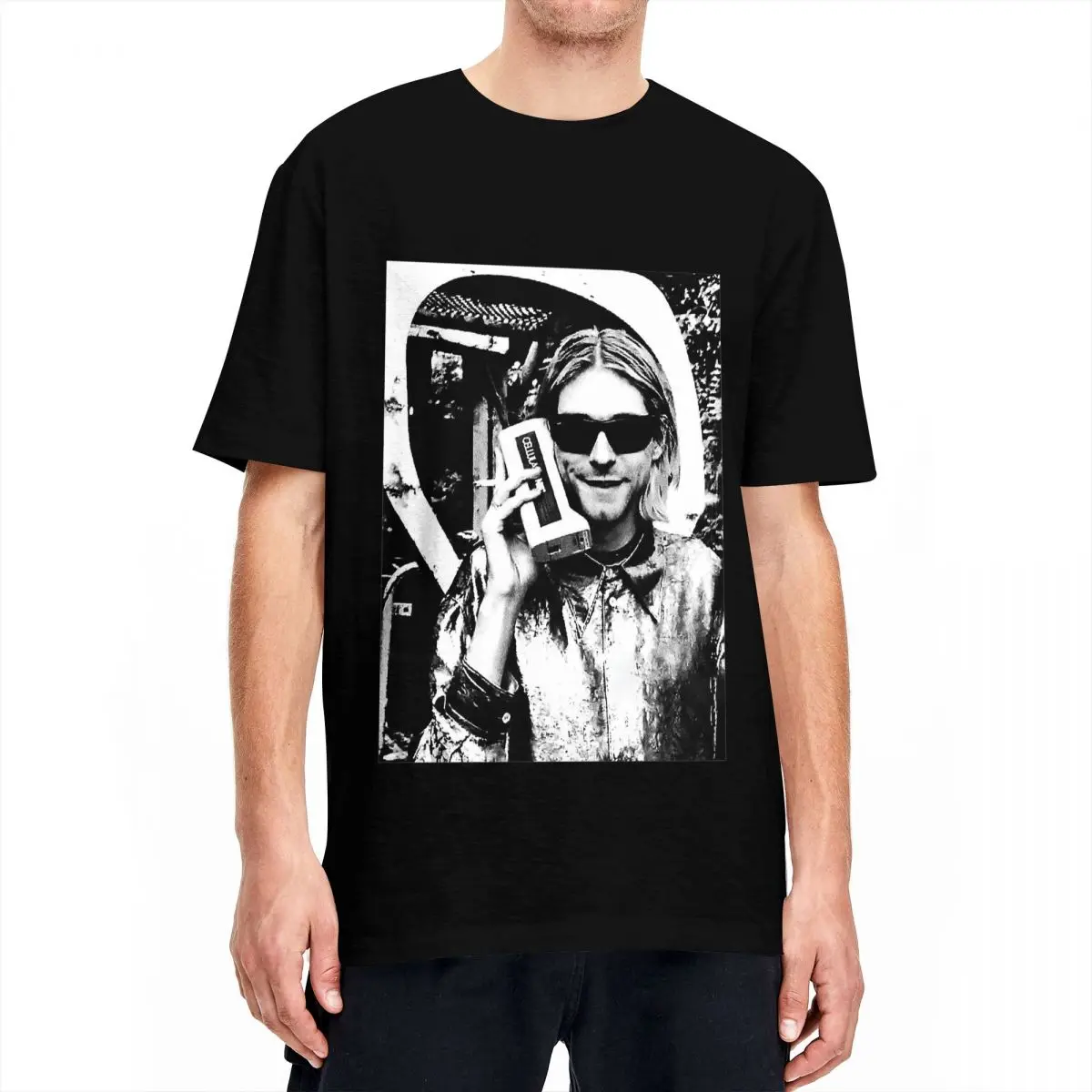 Kurt Cobain Mobile Phone T-Shirts for Men Women 90s Punk Novelty 100% Cotton Tees Round Collar T Shirt Plus Size Clothing