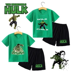 Hulk Marvel Outdoor Sports Clothes Set Anime Movie Cartoon Print for Kids Infant Baby Childern Home Pajamas T-Shirt Short Summer