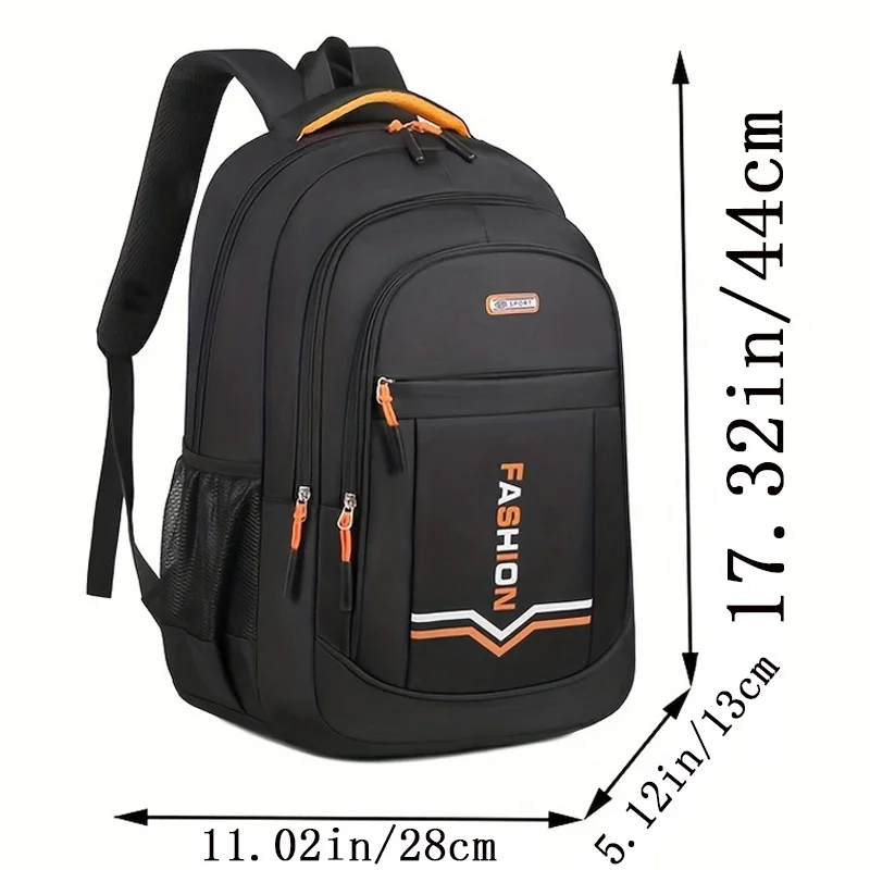 Casual Solid Black Travel Backpack, Shock Resistant Notebook Rucksack for Teenagers, Office Staff and Outdoor Hiking