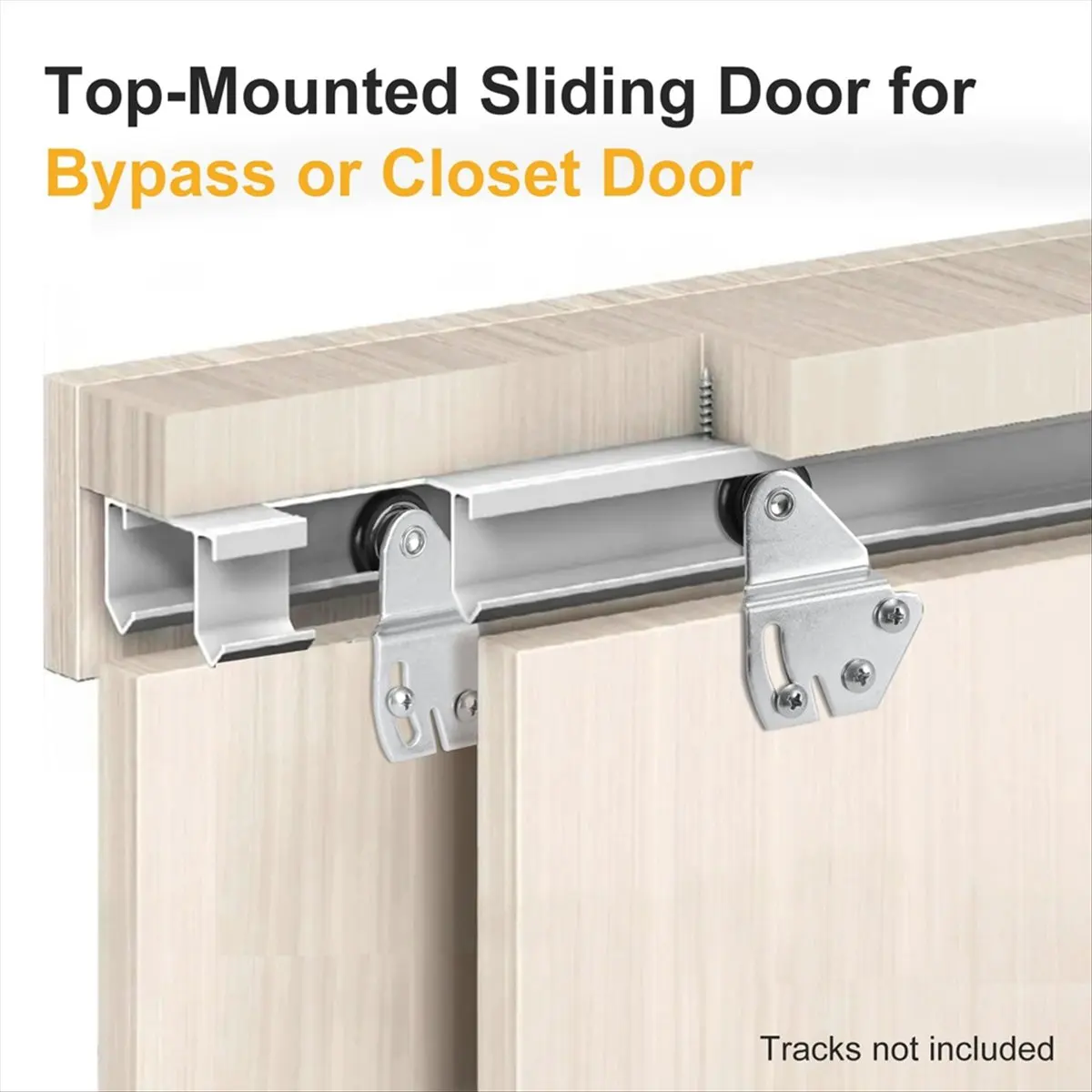 ABNQ Sliding Closet Door Roller Kit - Top Hung Door Replacement Hardware with 1-Inch Convex Ball Bearing Wheels