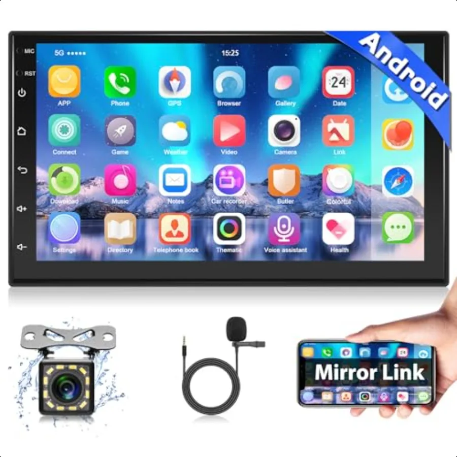 

7 Inch Android 13 Double Din Car Stereo Radio Touch Screen Bluetooth o Receiver with GPS Navigation EQ DSP FM Radio WiFi Mirror