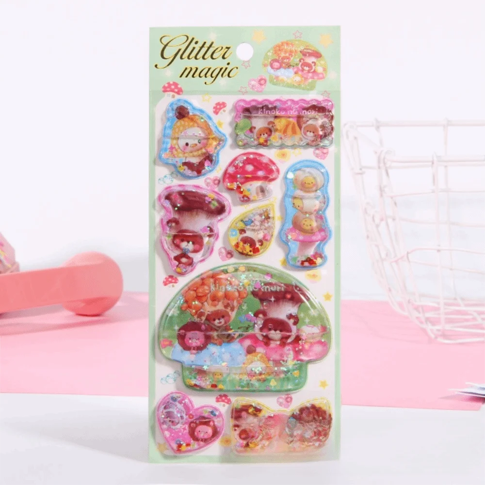 

New Sequin Design 3D Shake Sticker PVC Removable Y2K Retro Sticker Kawaii Personalized Design Bear Bunny Sticker