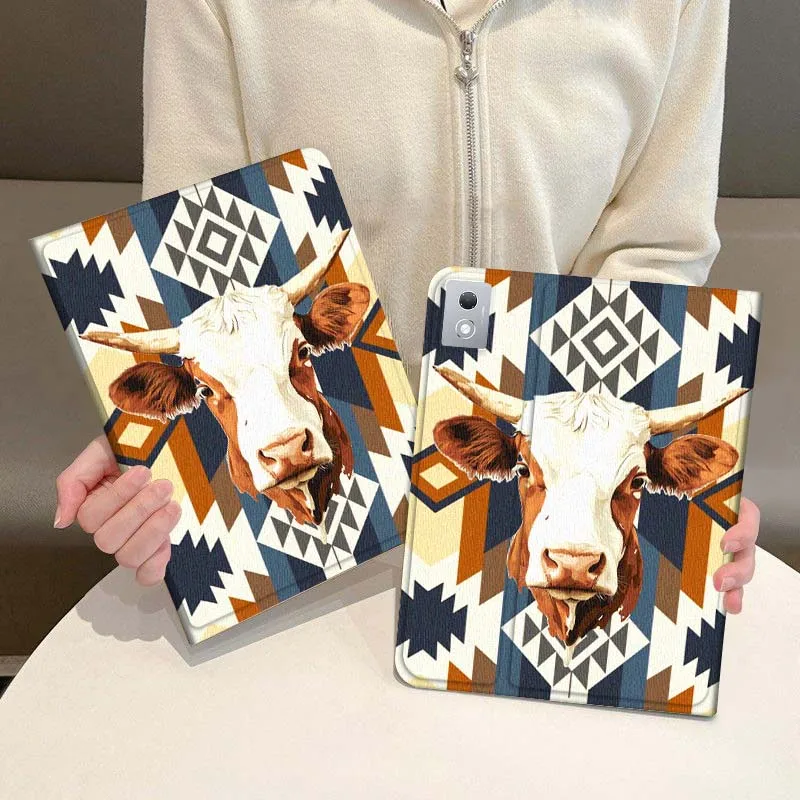 

Retro style cute cow For Legion Xiaoxin Pad P12 Pro Y900 GT 2023 2025 12.1 12.7 14.5 inch Tablet Case