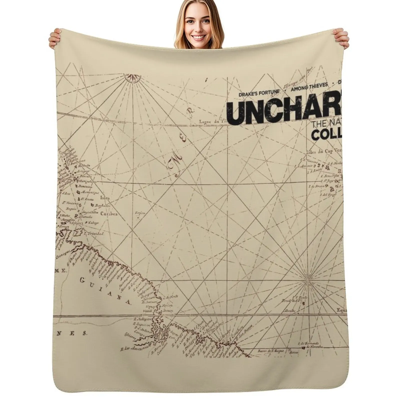 

Uncharted Map Design Throw Blanket Soft Warm Blanket Gift for Grandparents