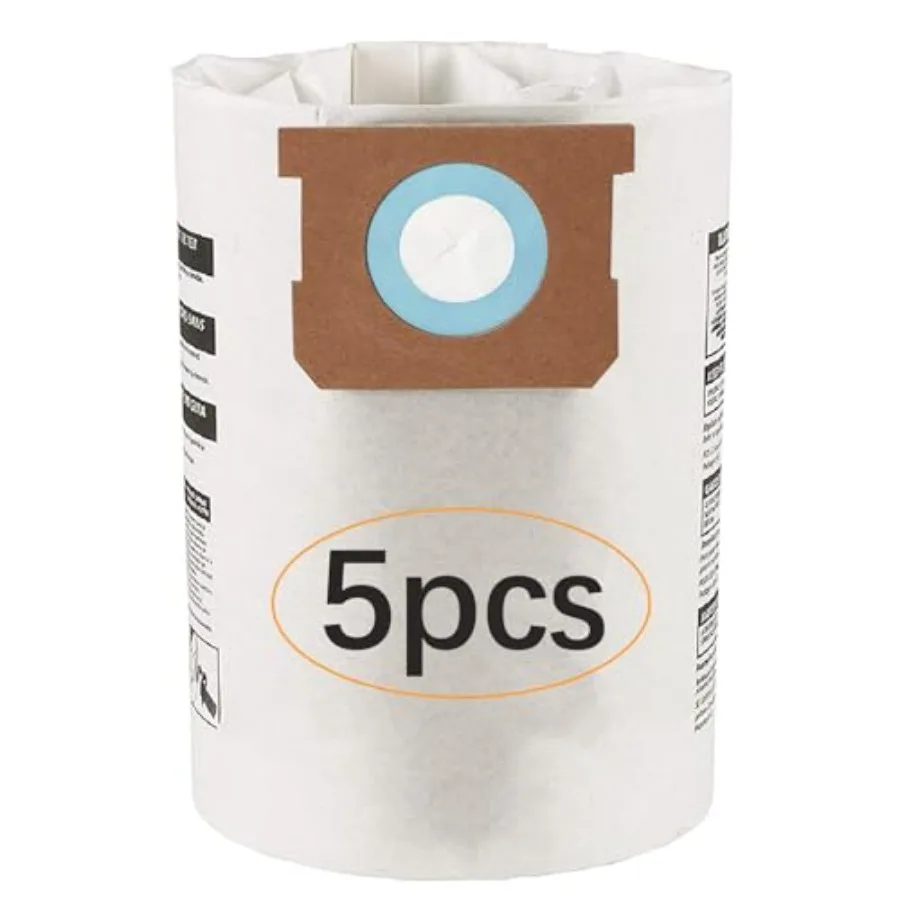 5 Pack For Shop Vac 5-8 Gallon Bags, For Type E - 90661 9066133; Type H 90671 9067133; VF2004, VHBS VDBS HEPA Vacuum Cleaner Di