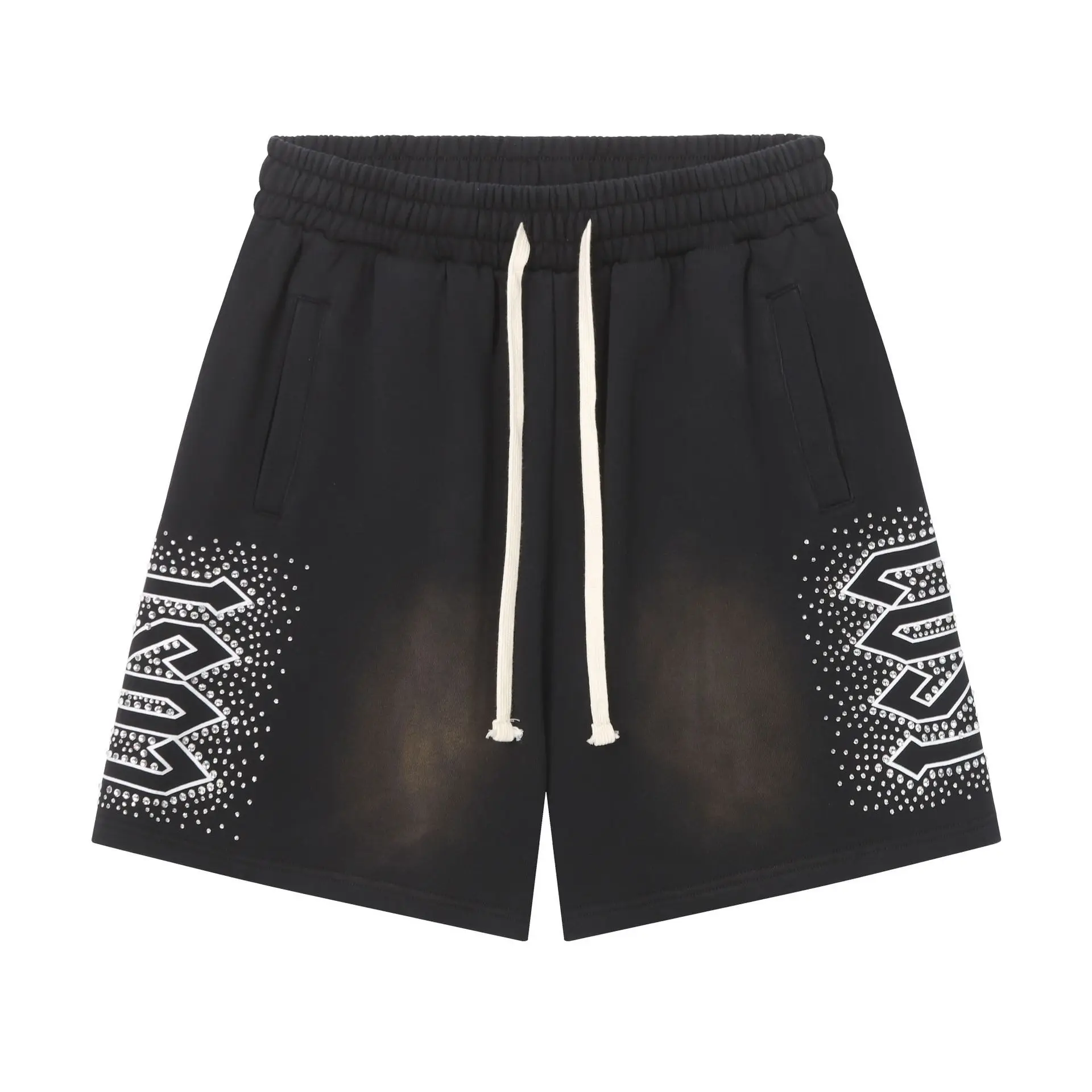 

Y2K Rhinestone Baggy Joggers Shorts Wide Leg Washed Track Shorts Hip Hop Streetwear Hip Hop Distress Short Sweatpants 2026
